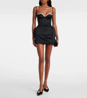 Crochet-trimmed Cotton Bustier Dress
