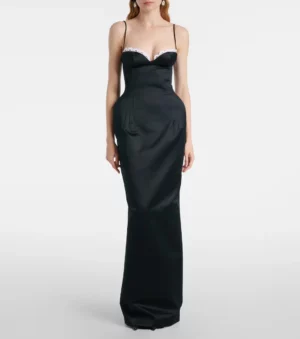 MAGDA BUTRYM Crochet-trimmed Cotton Bustier Dress