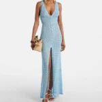 Open-back Lame Lace Maxi Dress Thumbnail 1
