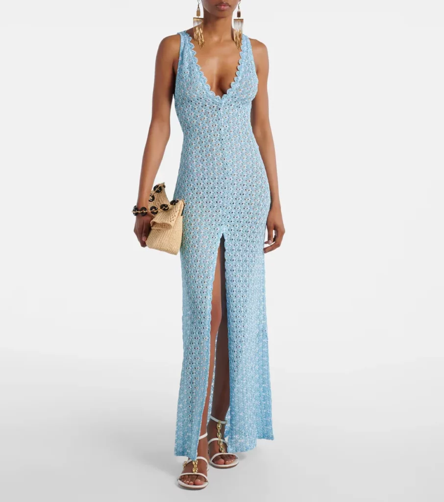Open-back Lame Lace Maxi Dress Full Size Image 1
