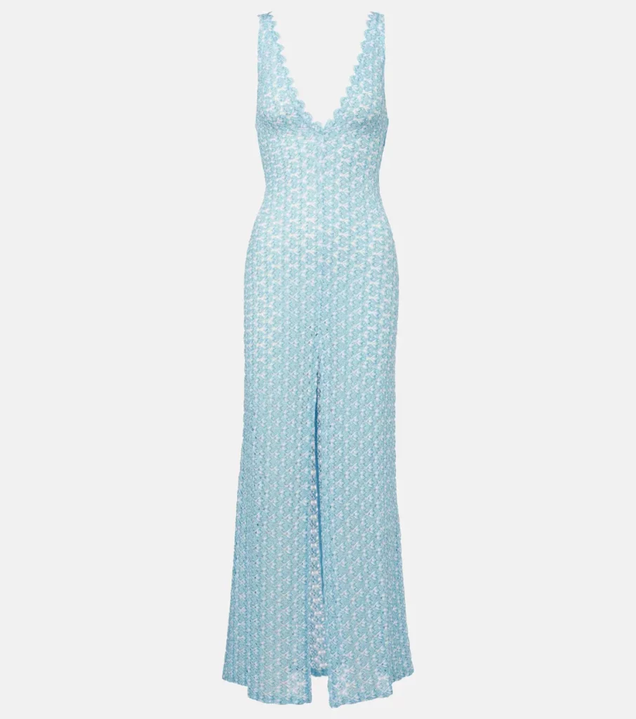 Open-back Lame Lace Maxi Dress Full Size Image 5