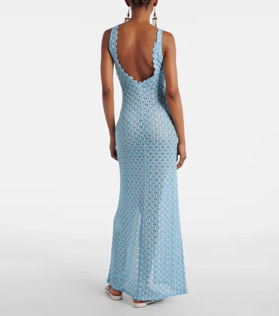 Open-back Lame Lace Maxi Dress Full Size Image 3