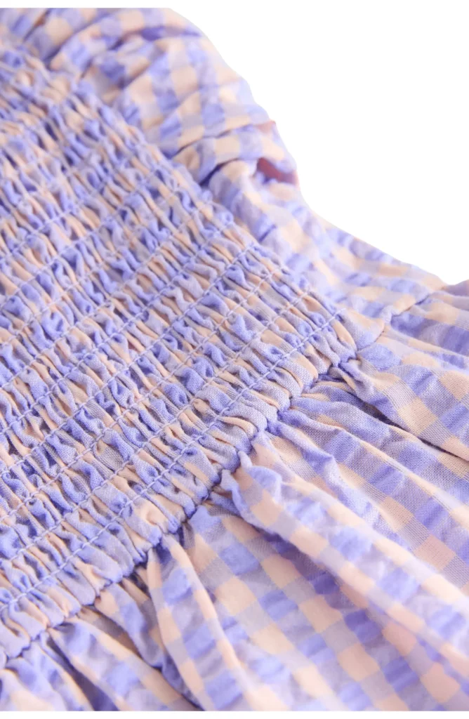 Strapless Gingham Seersucker Midi Dress Full Size Image 4