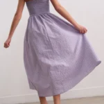 Strapless Gingham Seersucker Midi Dress Thumbnail 5