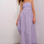 Strapless Gingham Seersucker Midi Dress Thumbnail 2
