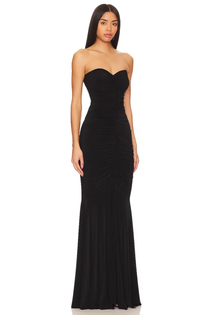 Strapless Shirred Front Fishtail Gown Full Size Image 3
