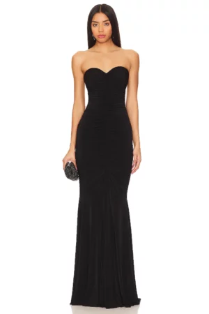 NORMA KAMALI Strapless Shirred Front Fishtail Gown