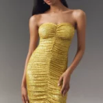 Strapless Shirred Fishtail Maxi Dress Thumbnail 4