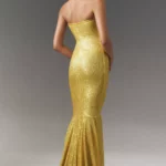 Strapless Shirred Fishtail Maxi Dress Thumbnail 3