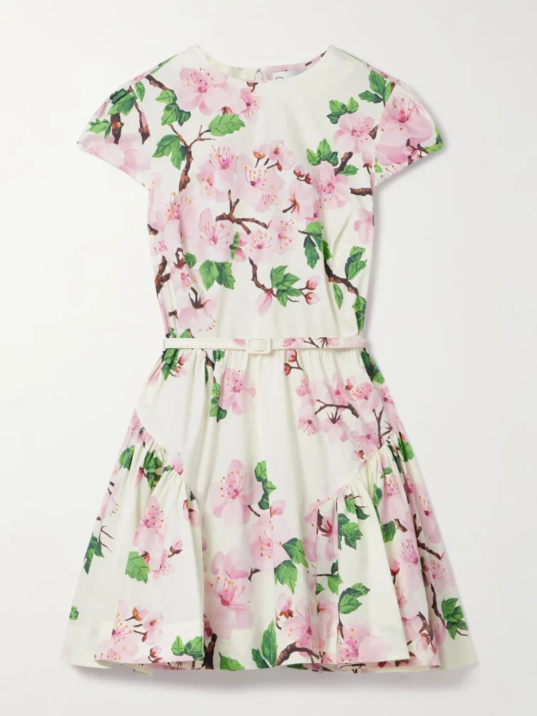 Belted Tiered Floral-print Cotton-blend Poplin Mini Dress Full Size Image 4
