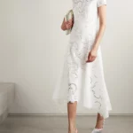 Scroll Asymmetric Guipure Lace Midi Dress Thumbnail 1