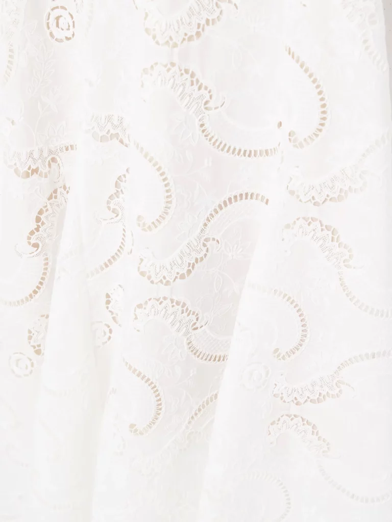 Scroll Asymmetric Guipure Lace Midi Dress Full Size Image 2