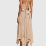 Draped Cotton Blend Lace Midi Dress Thumbnail 2