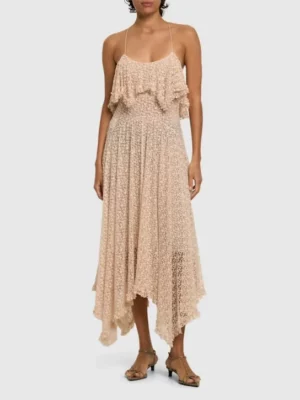 PHILOSOPHY DI LORENZO SERAFINI Draped Cotton Blend Lace Midi Dress