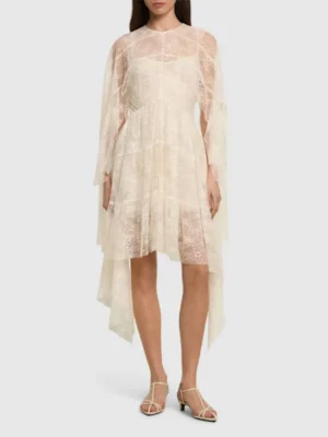 PHILOSOPHY DI LORENZO SERAFINI Draped Nylon Lace Dress