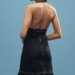Halter Deep-v Seamed Open-back Mini Dress Thumbnail 2