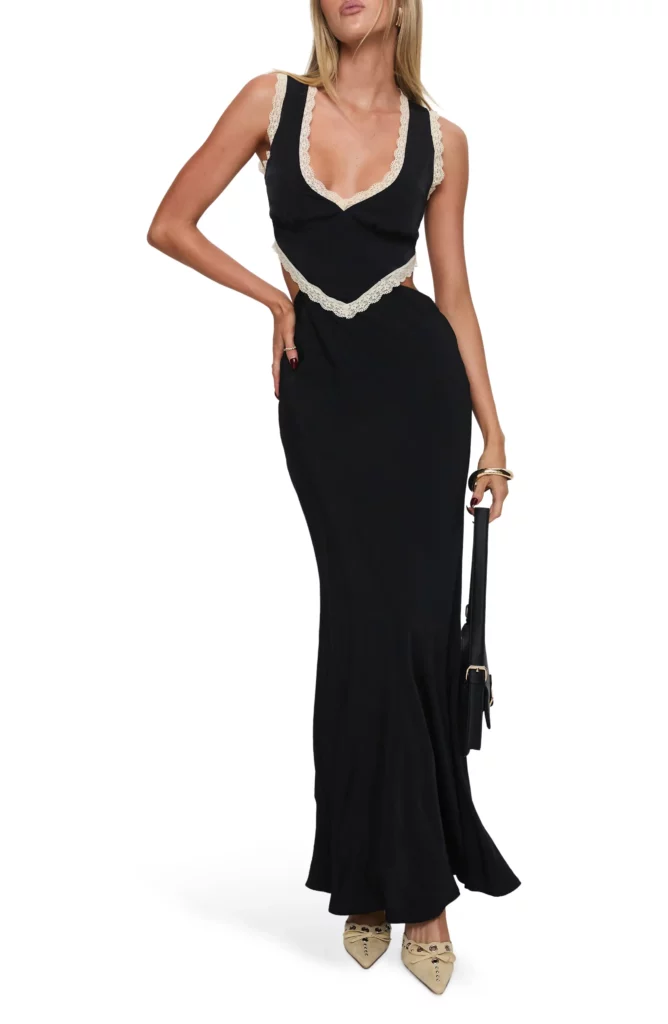 Keila Lace Trim Cutout Maxi Dress Full Size Image 1