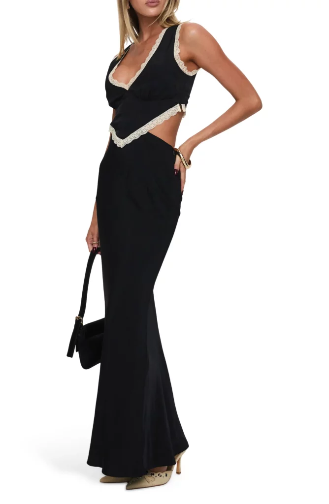 Keila Lace Trim Cutout Maxi Dress Full Size Image 3