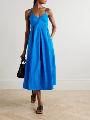 PROENZA SCHOULER Barker Gathered Cotton-blend Poplin Midi Dress