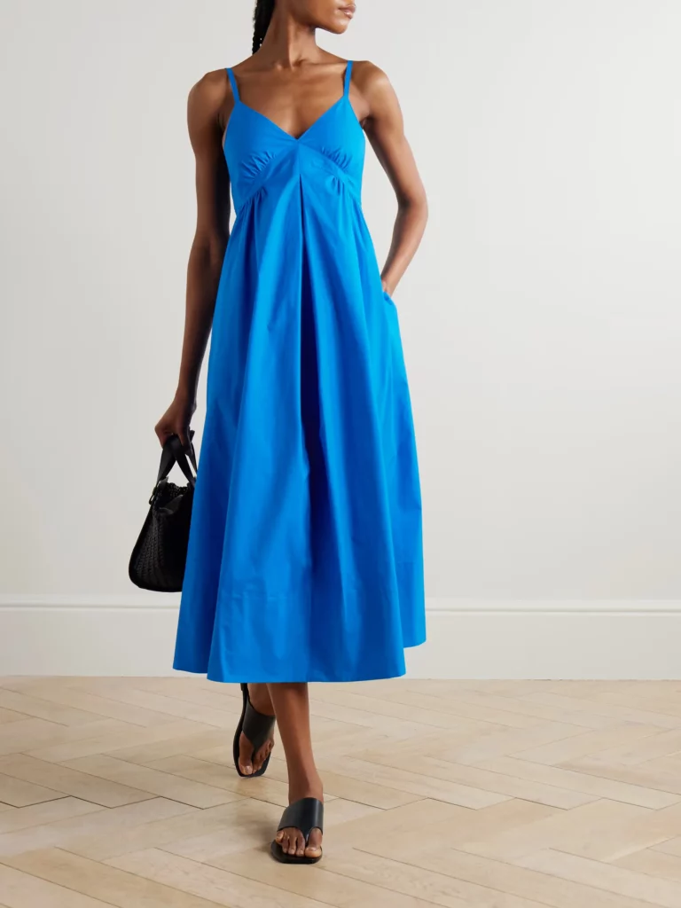 Barker Gathered Cotton-blend Poplin Midi Dress Full Size Image 1