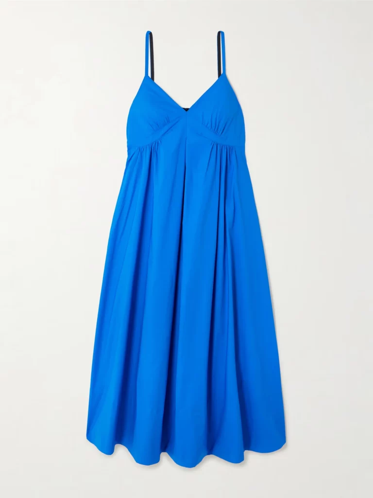 Barker Gathered Cotton-blend Poplin Midi Dress Full Size Image 3