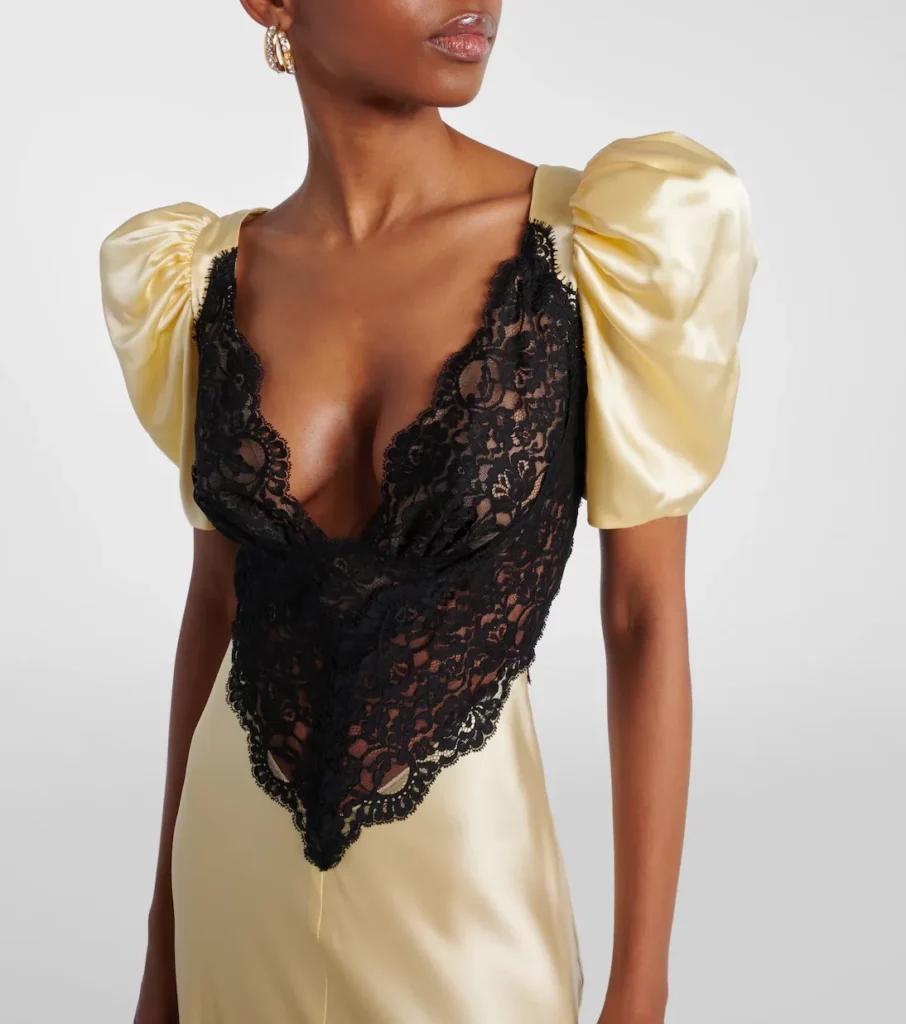 Lace-trimmed Silk Charmeuse Gown Full Size Image 2