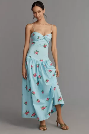 S/W/F Sleeveless Sweetheart Drop-waist Maxi Dress