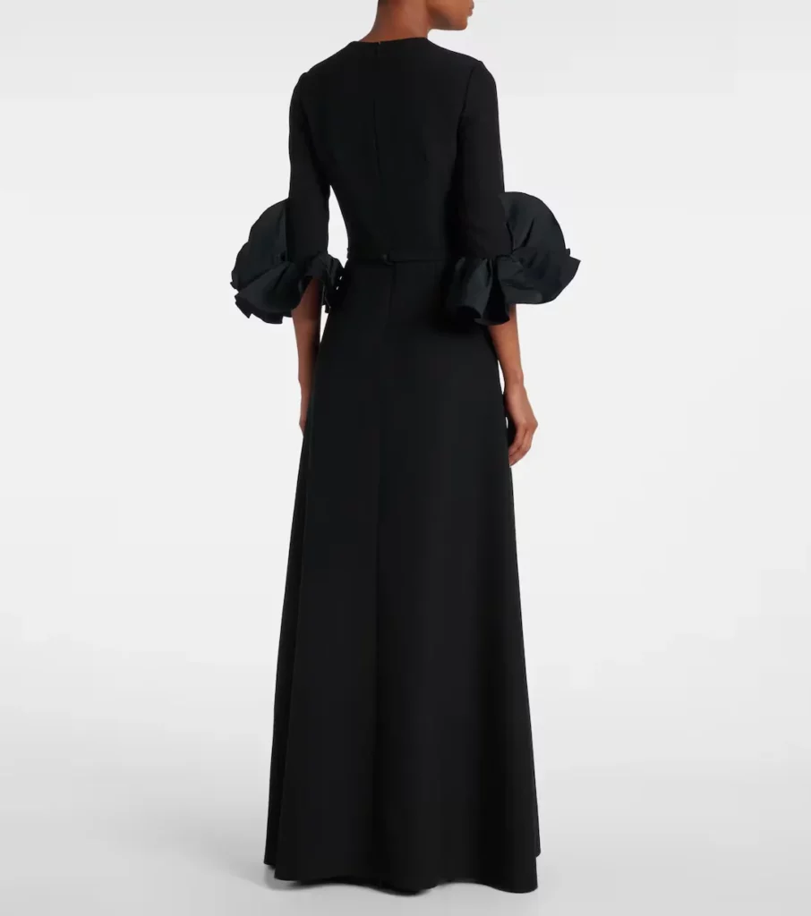 Belted Ruffled Crepe Gown Full Size Image 4