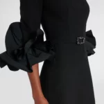 Belted Ruffled Crepe Gown Thumbnail 5