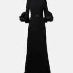 Belted Ruffled Crepe Gown Thumbnail 3