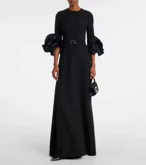 SAFIYAA Belted Ruffled Crepe Gown