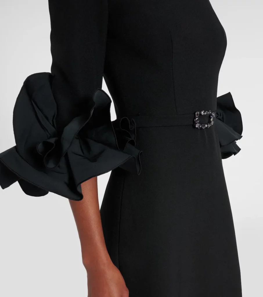 Belted Ruffled Crepe Gown Full Size Image 5