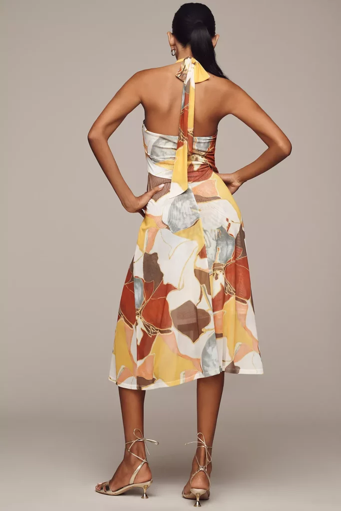 Blythe Halter Mesh Midi Dress Full Size Image 3