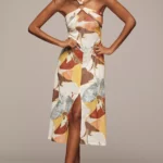 Blythe Halter Mesh Midi Dress Thumbnail 1