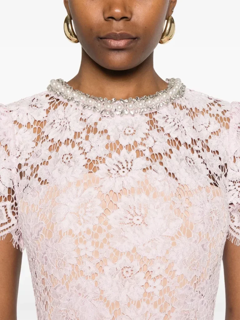 Lace Pearl-embellished Midi Dress Full Size Image 4