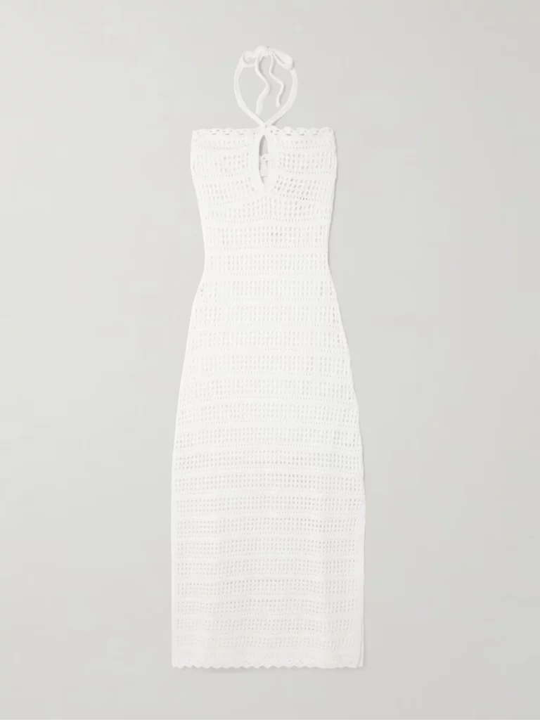 Cutout Crocheted Cotton-blend Halterneck Maxi Dress Full Size Image 4