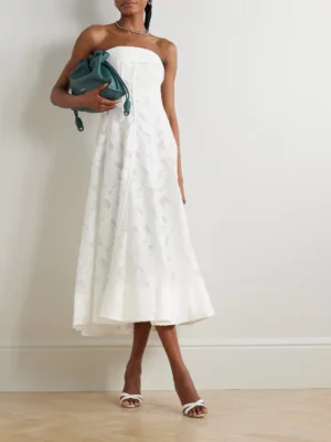 SIMKHAI Imogen Strapless Fil Coupe Jacquard Midi Dress