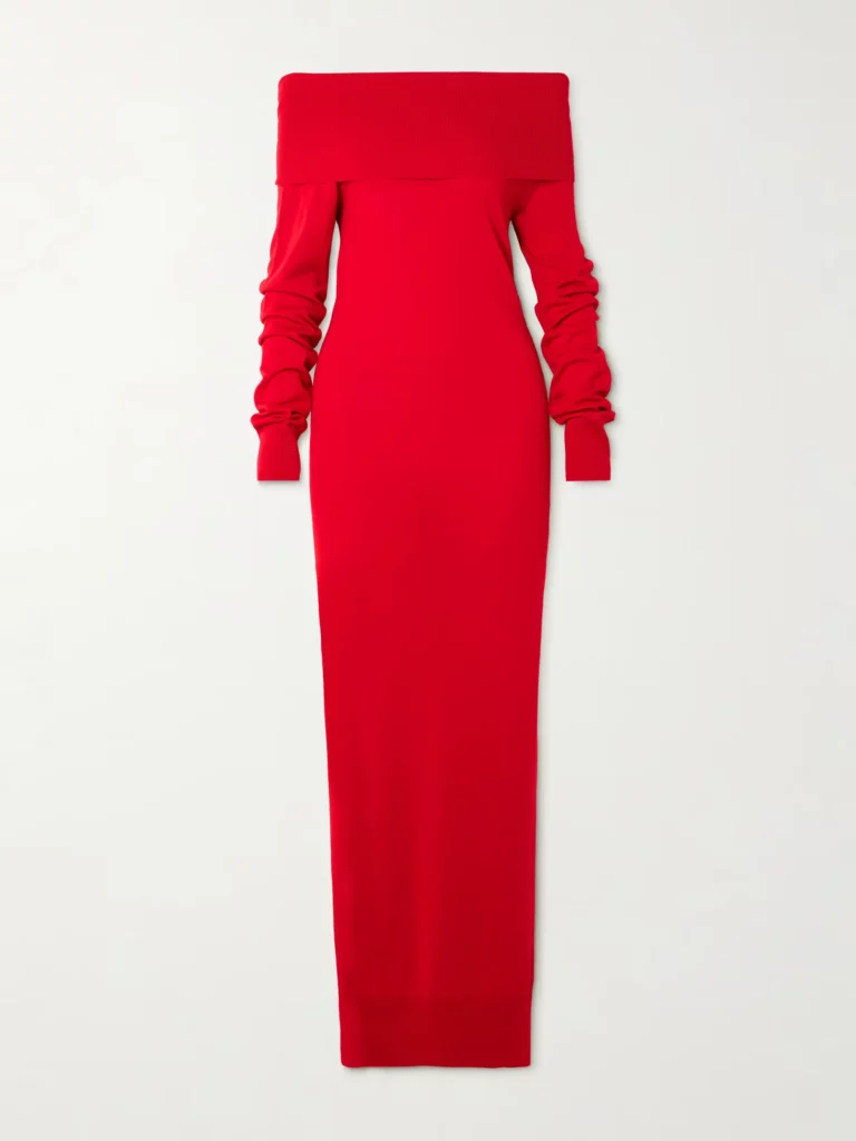 Off-the-shoulder Wool Maxi Dress Full Size Image 4