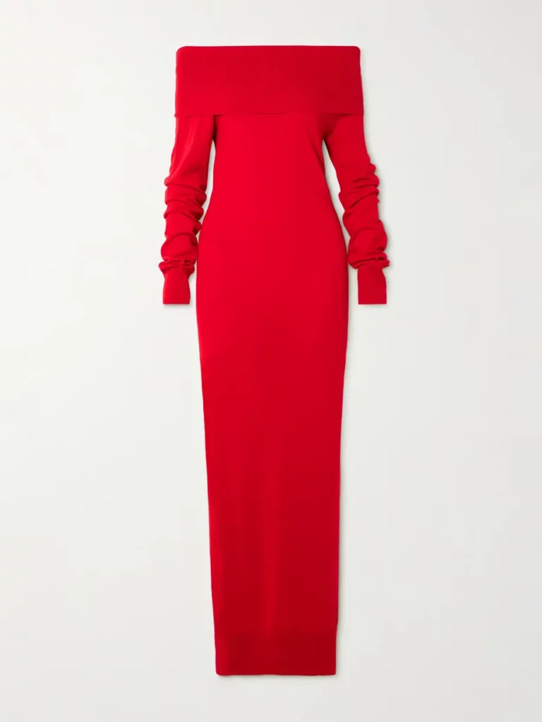 Off-the-shoulder Wool Maxi Dress Full Size Image 2