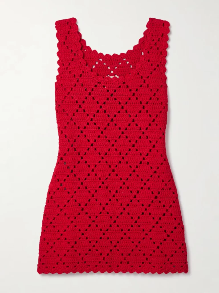 Chryssi Crocheted Cotton Mini Dress Full Size Image 3