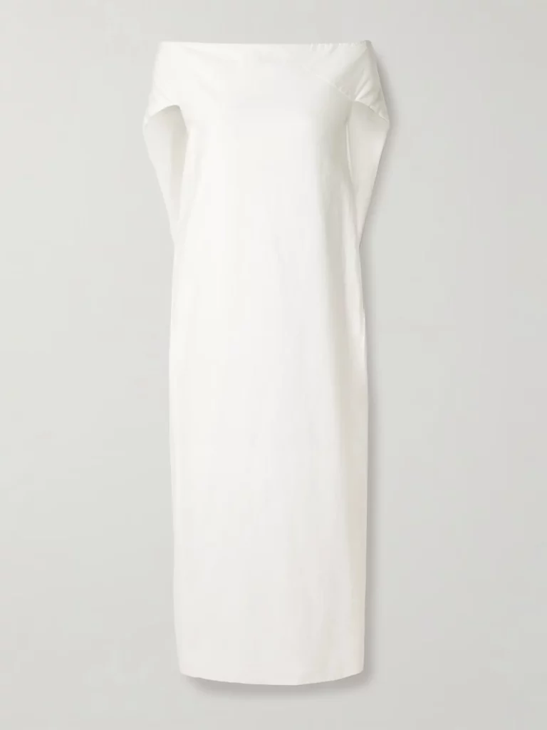 Anitas Off-the-shoulder Cape-effect Cotton-poplin Midi Dress Full Size Image 4