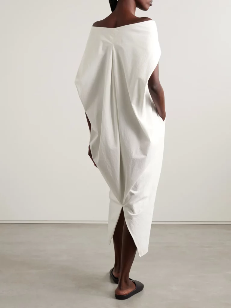 Anitas Off-the-shoulder Cape-effect Cotton-poplin Midi Dress Full Size Image 2