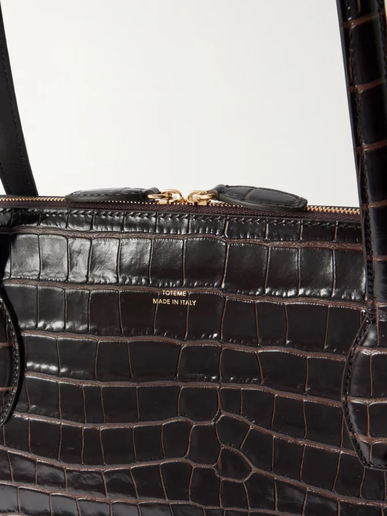 Croc-effect Leather Tote Full Size Image 4