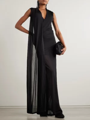 TOTÊME Draped Layered Jersey Maxi Dress