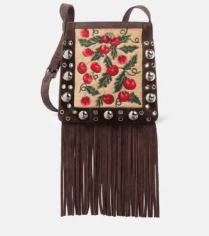 VALENTINO GARAVANI Nellcote Small Suede-trimmed Crossbody Bag