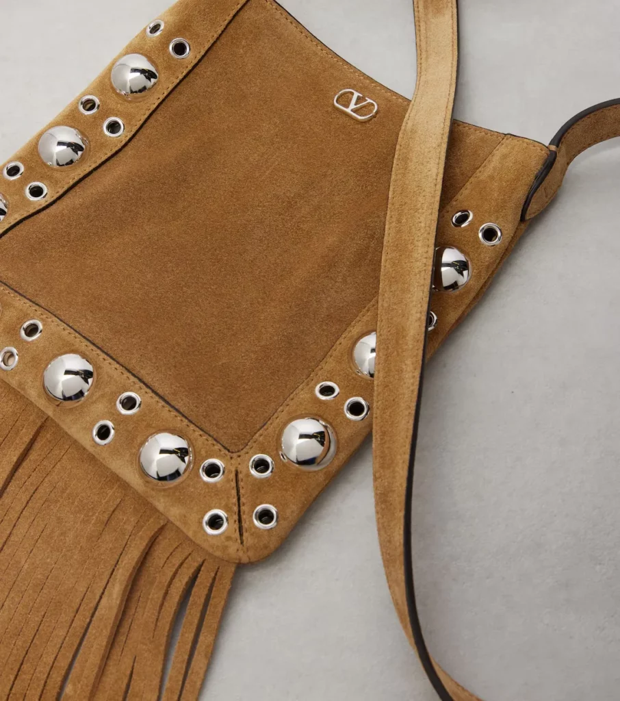 Nellcôte VLogo Studded Suede Shoulder Bag Full Size Image 6