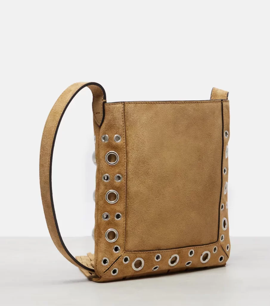 Nellcôte VLogo Studded Suede Shoulder Bag Full Size Image 5