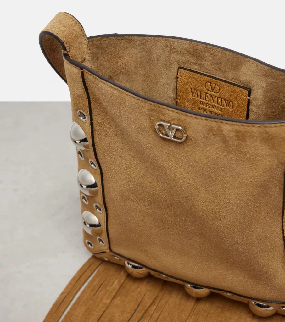 Nellcôte VLogo Studded Suede Shoulder Bag Full Size Image 3