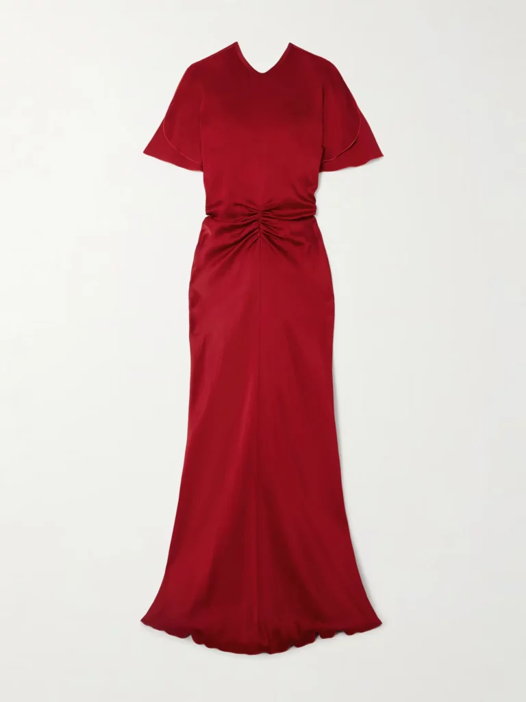 Gathered Satin Gown Full Size Image 2