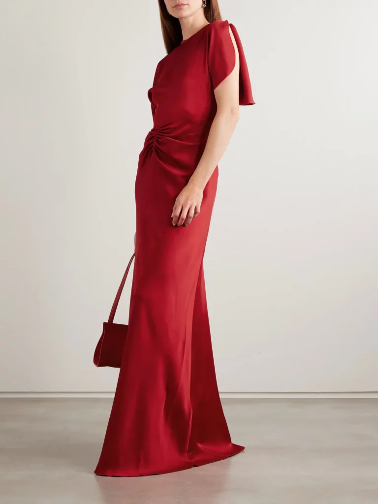 Gathered Satin Gown Full Size Image 1
